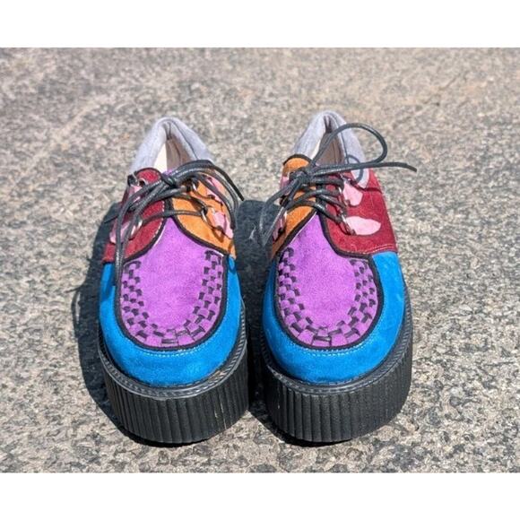 RoseG Punk Lace Up Platform Creepers Shoes Youth Sz 4Y wmns 5.5 Retro 90s Suede - Picture 5 of 6